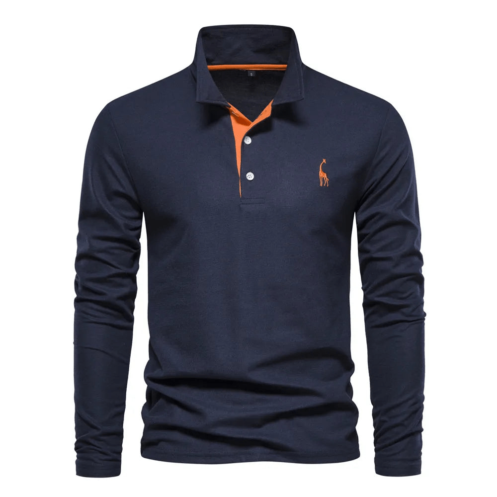Herren Langarm Poloshirt mit Eleganten Details aus Hochwertiger Baumwolle