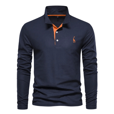 Herren Langarm Poloshirt mit Eleganten Details aus Hochwertiger Baumwolle