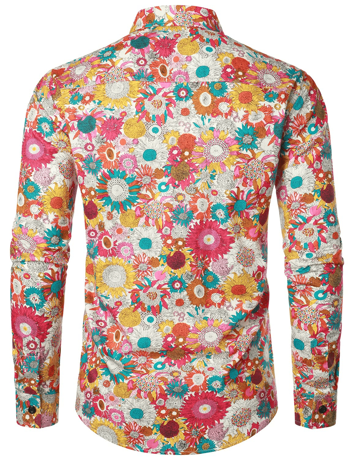 Herrenhemd Langarm Baumwolle Vintage Blumenprint