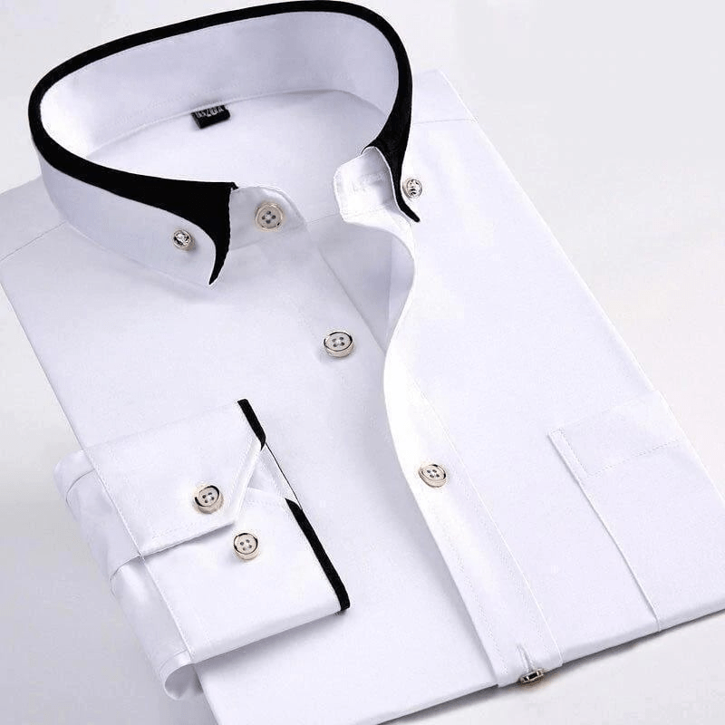 Herrenhemd mit Doppelkragen und Knopfleiste – Klassischer Stil für Eleganz und Komfort