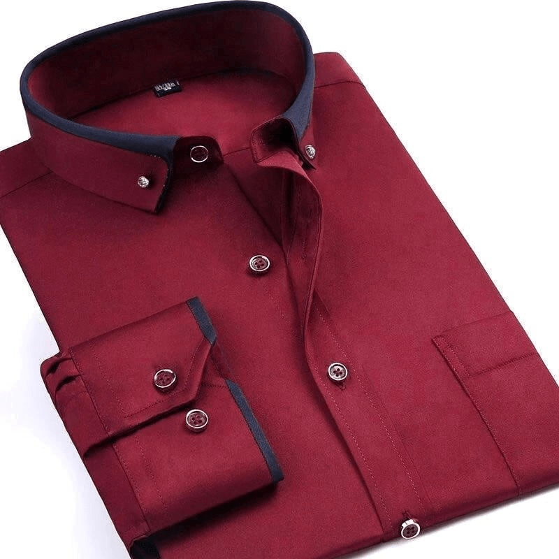 Herrenhemd mit Doppelkragen und Knopfleiste – Klassischer Stil für Eleganz und Komfort