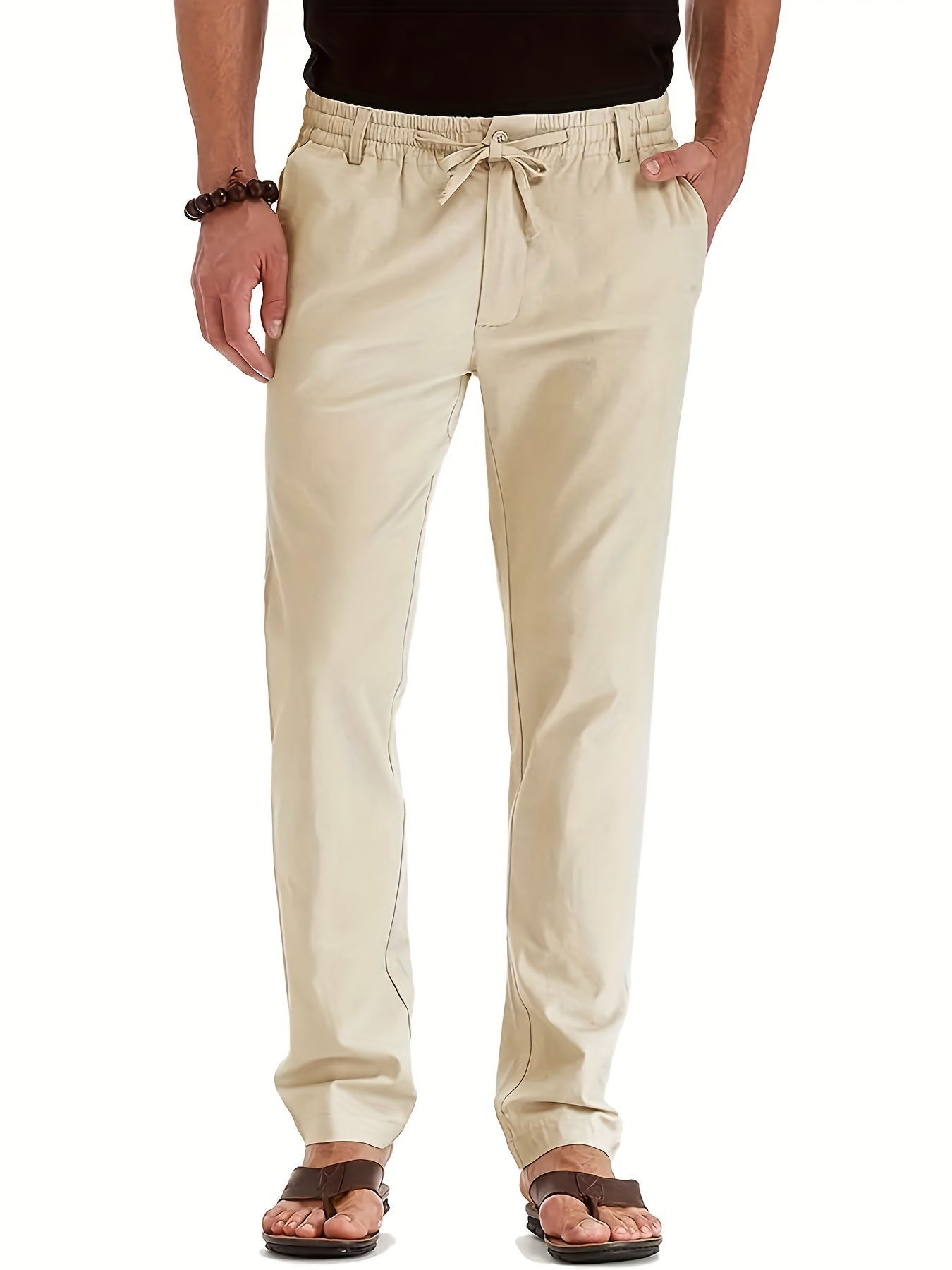 Herrenhosen | Elastische Taille | Baumwolle | Leinenhosen | Slim Fit Chinos