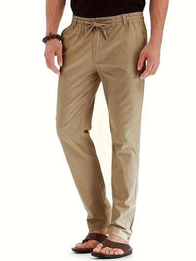 Herrenhosen | Elastische Taille | Baumwolle | Leinenhosen | Slim Fit Chinos
