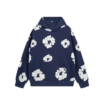 Hoodie - Floral Loose Fit Kängurutasche Pullover Hoodie