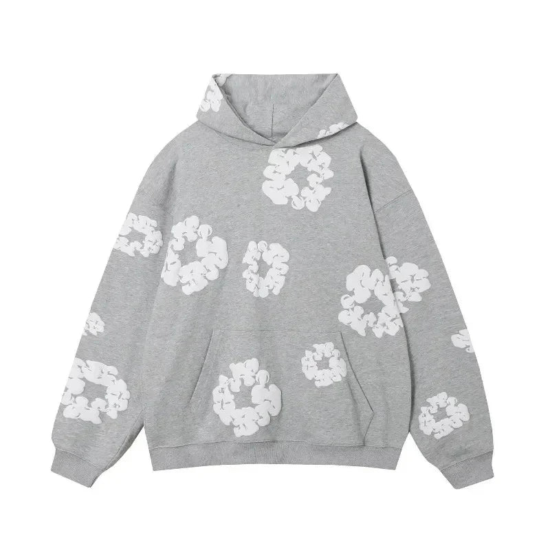 Hoodie - Floral Loose Fit Kängurutasche Pullover Hoodie