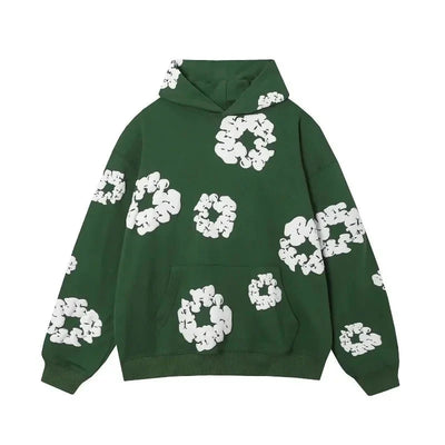 Hoodie - Floral Loose Fit Kängurutasche Pullover Hoodie