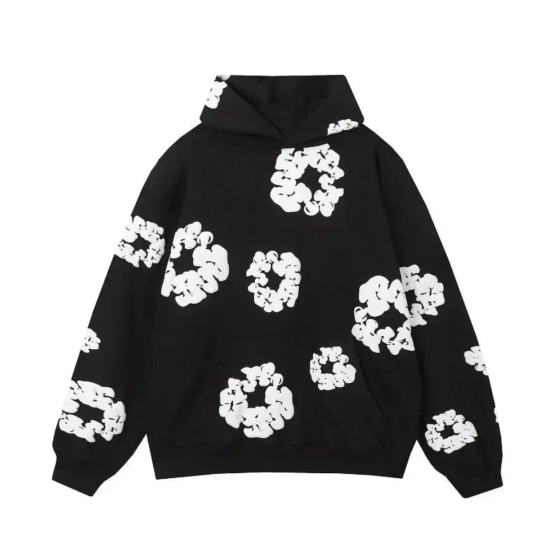 Hoodie - Floral Loose Fit Kängurutasche Pullover Hoodie