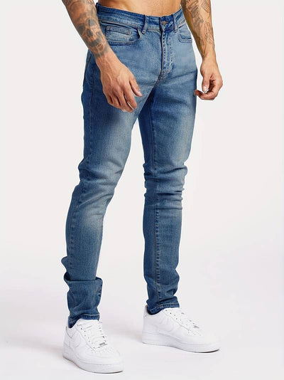 Herren Stylische Schlanke Passform Dehnbare Mid Waist Jeans | Bequem