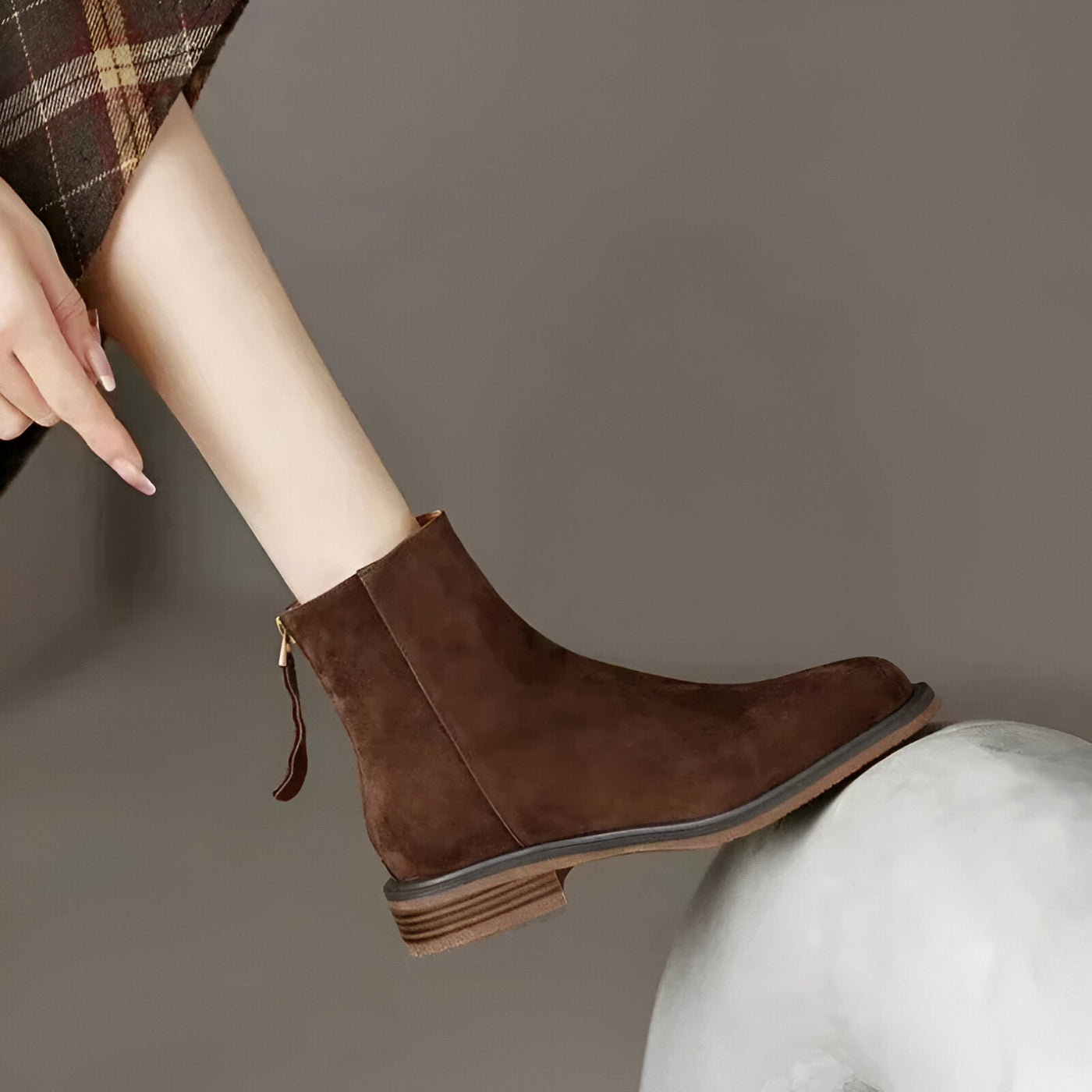 Haralda | Elegante Retro Braun Ankle Boots
