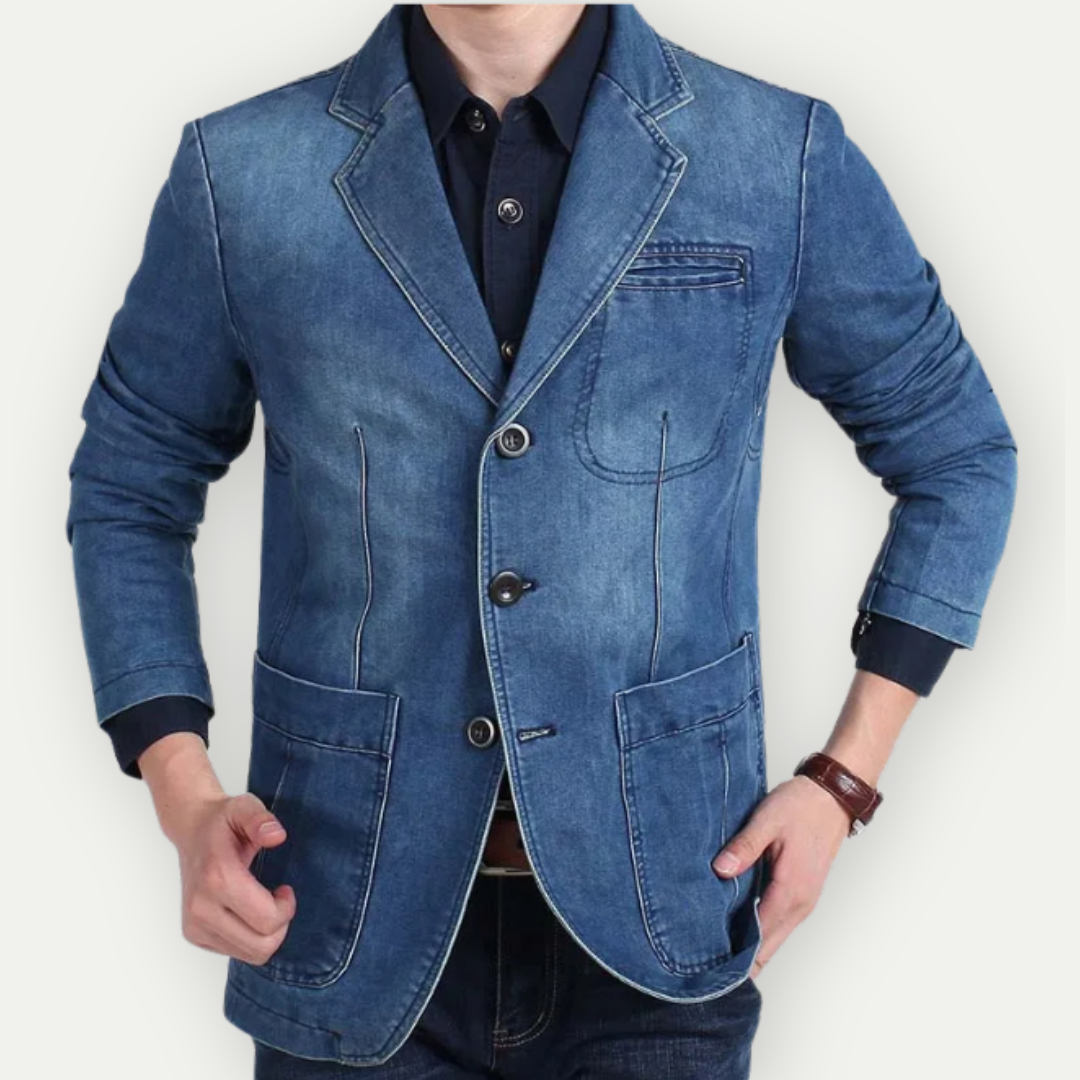 Jeansblazer – schmale Passform – mit Knöpfen – Blazerjacke – Herrenblazer
