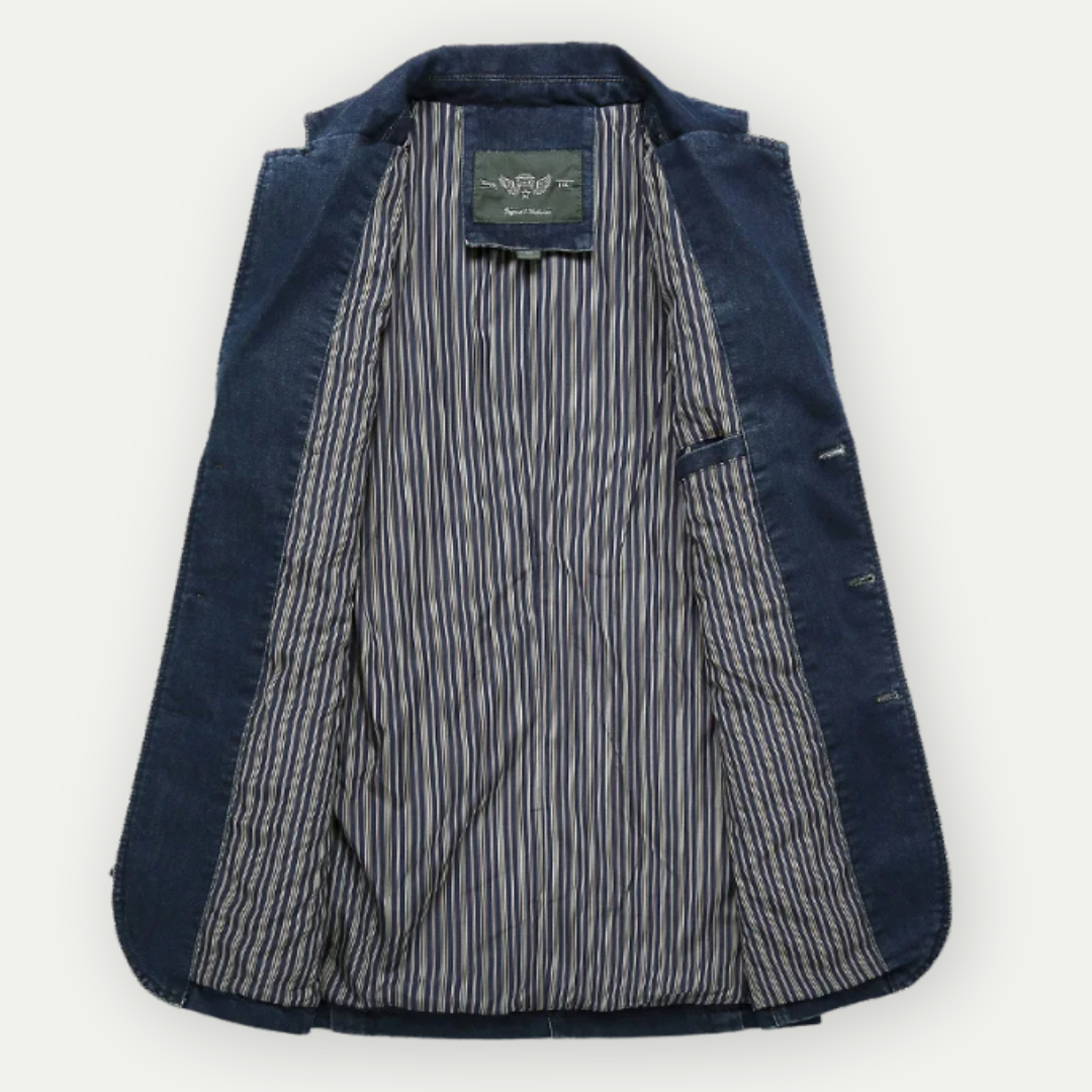 Jeansblazer – schmale Passform – mit Knöpfen – Blazerjacke – Herrenblazer