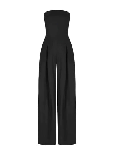 Damen Jumpsuit ohne Träger – Dunkelblau & Elegant mit weitem Bein