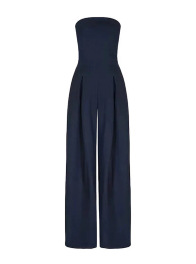 Damen Jumpsuit ohne Träger – Dunkelblau & Elegant mit weitem Bein