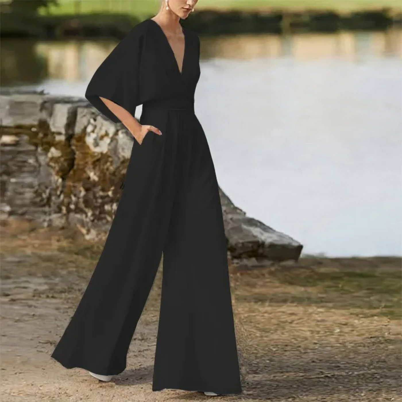 Jumpsuit mit V-Ausschnitt für Damen