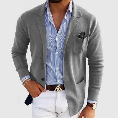 Herren Strickjacke mit Reverskragen | Leichte Freizeitjacke mit Knöpfen