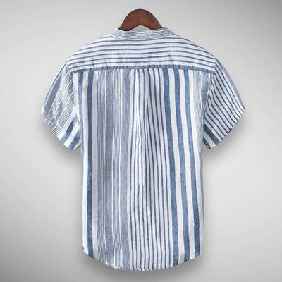 Kurzarmhemd | Gestreift | Leinen | Hemd mit Knöpfen | Herrenhemden
