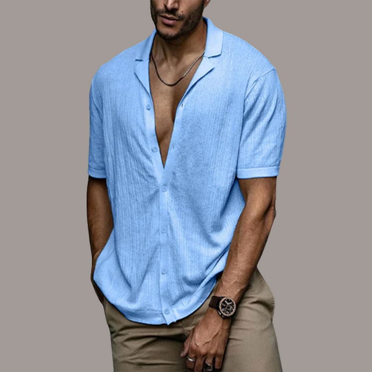 Kurzarmhemd mit Knopfleiste | Leicht | Lockere Passform | Poloshirt | Herrenhemden