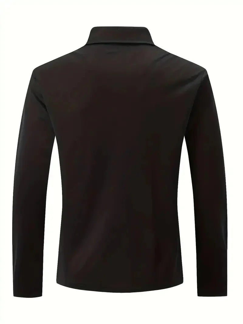 Langarm-Polohemd – Atmungsaktiv – Halbgeknöpft – Polohemd – Herrenhemden