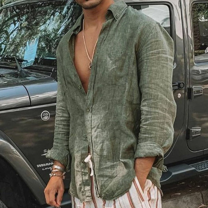 Langarmhemd – leicht – Sommer – Hemd mit Knöpfen – Hemd für Männer