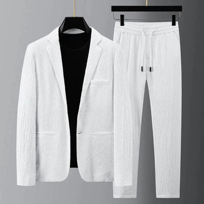 Lässiger Anzug | Leicht | Kordelzug | Hosen- und Blazer-Set | Zweiteiliges Set für Männer