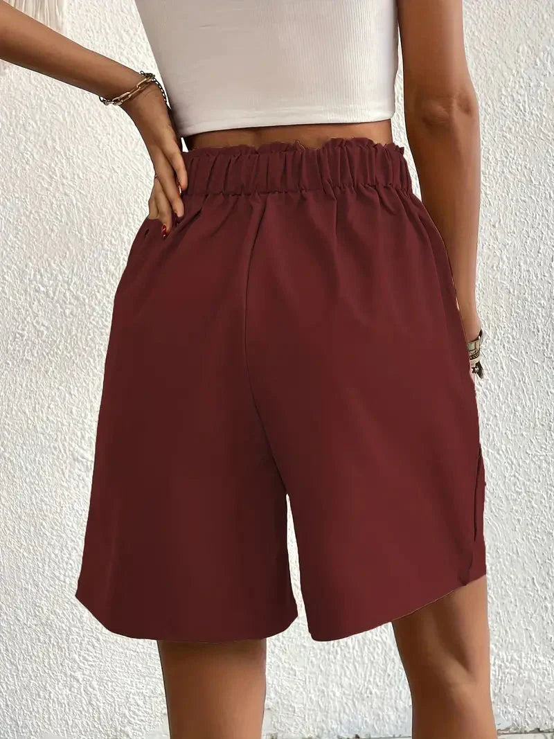 Damen Leinen-Shorts mit hoher Taille
