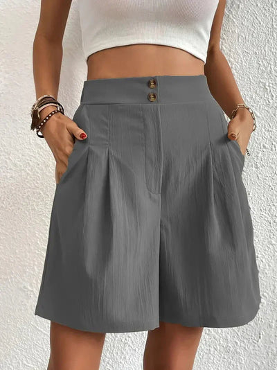 Damen Leinen-Shorts mit hoher Taille
