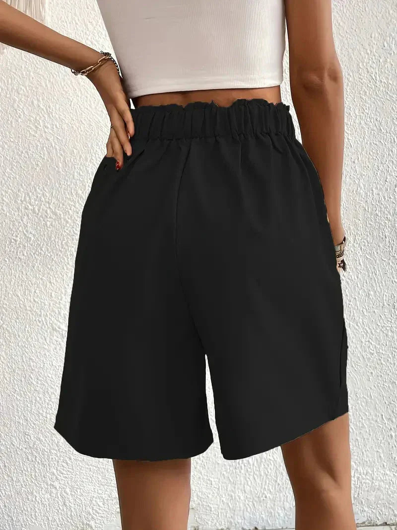 Damen Leinen-Shorts mit hoher Taille