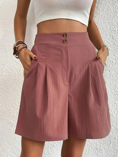 Damen Leinen-Shorts mit hoher Taille