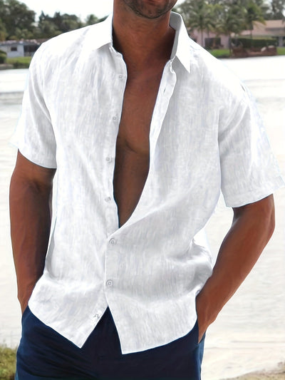 Leinenhemd – Baumwolle – Kurzarm – Knopfleiste – Herrenbekleidung