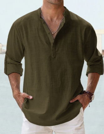 Leinenhemd | Baumwolle | Leicht | Langärmliges Leinenhemd | Herrenhemd