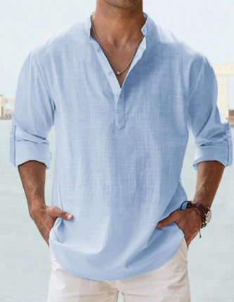 Leinenhemd | Baumwolle | Leicht | Langärmliges Leinenhemd | Herrenhemd
