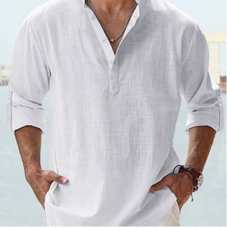Leinenhemd | Baumwolle | Leicht | Langärmliges Leinenhemd | Herrenhemd