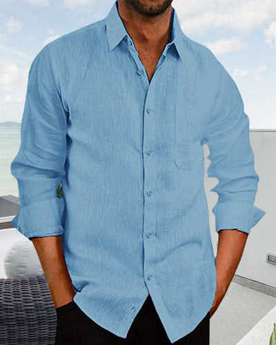 Leinenhemd | Knopfleiste | Leicht | Langarmhemd | Herrenhemd