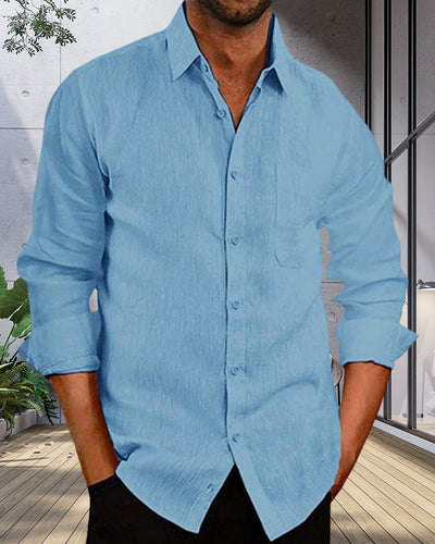 Leinenhemd | Knopfleiste | Leicht | Langarmhemd | Herrenhemd