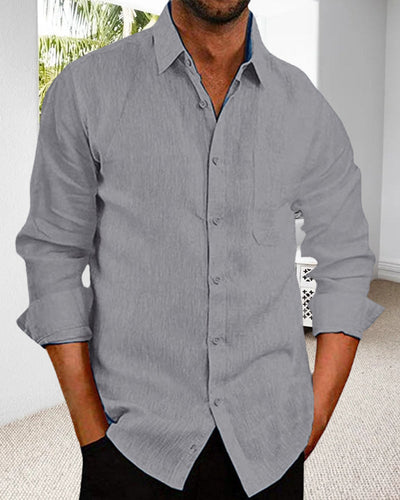 Leinenhemd | Knopfleiste | Leicht | Langarmhemd | Herrenhemd