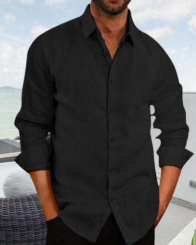 Leinenhemd | Knopfleiste | Leicht | Langarmhemd | Herrenhemd