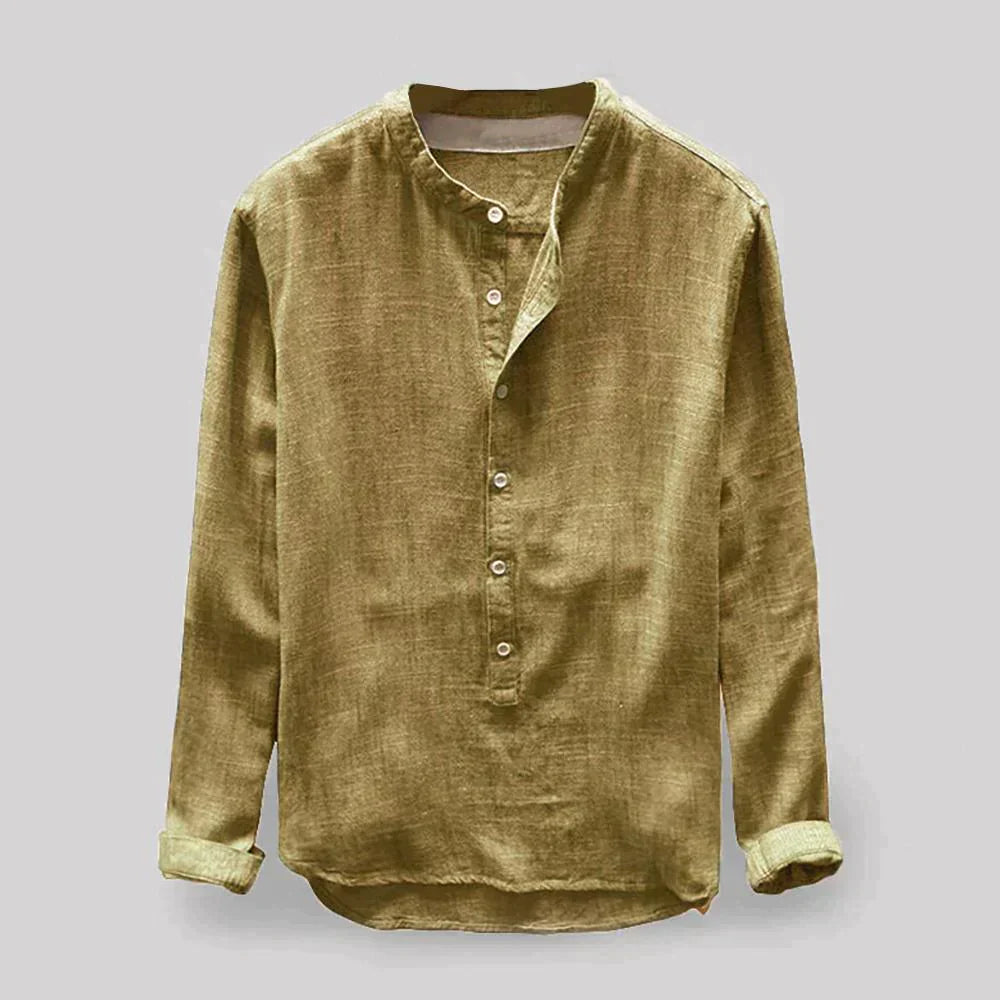 Leinenhemd – Langärmliges Baumwollhemd mit Knöpfen für Männer