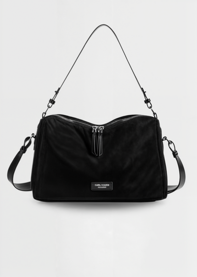 Vegane Wildleder Umhängetasche Damen – Kompakte Bucket Bag mit Reißverschluss