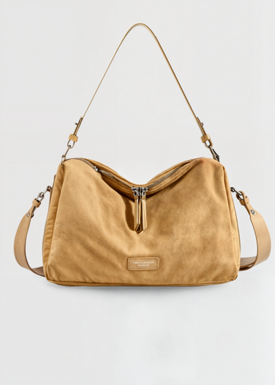 Vegane Wildleder Umhängetasche Damen – Kompakte Bucket Bag mit Reißverschluss