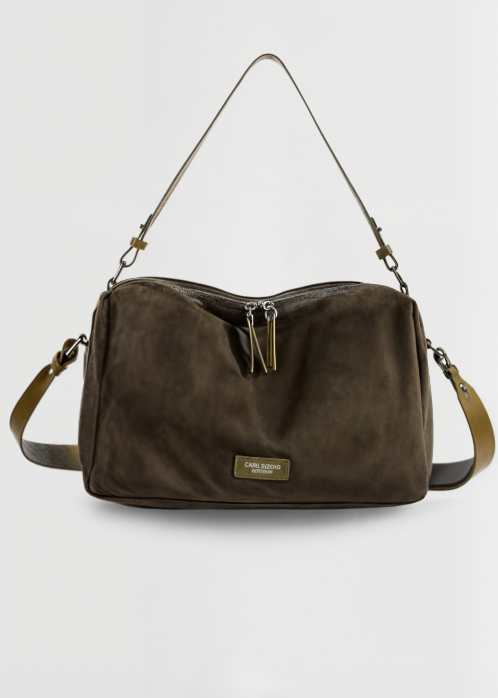 Vegane Wildleder Umhängetasche Damen – Kompakte Bucket Bag mit Reißverschluss