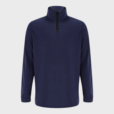 Herrenpullover mit reißverschluss und niedrigem kragen