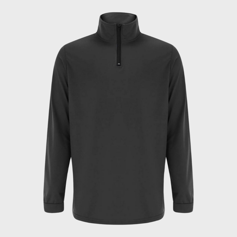 Herrenpullover mit reißverschluss und niedrigem kragen