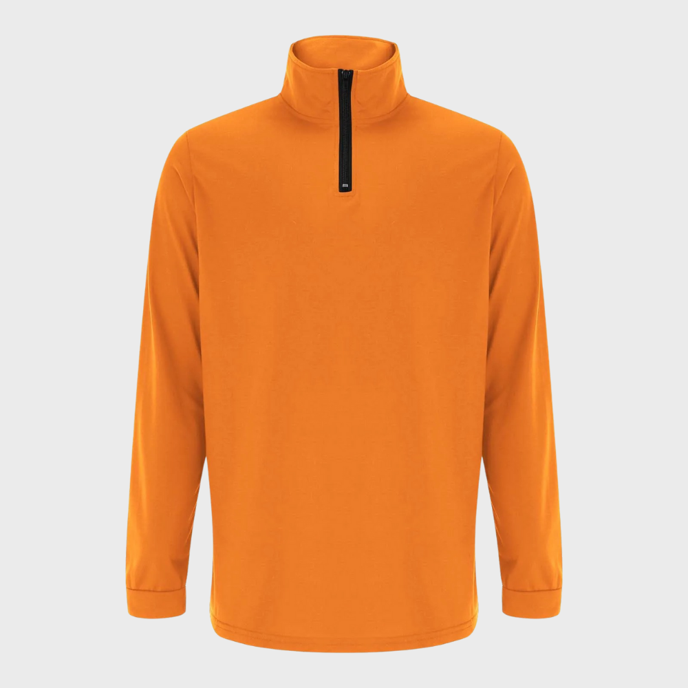 Herrenpullover mit reißverschluss und niedrigem kragen