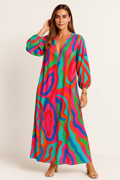 Maxikleid mit tiefem V-Ausschnitt