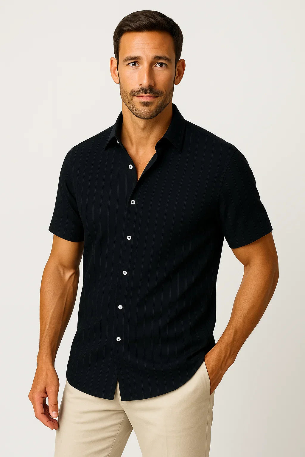 Modernes Kurzarmhemd mit Knopfleiste