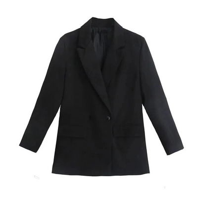 Oversized Damenblazer Beige – Vegan Lederoptik, Frühling