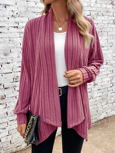 Leah™ -Ribbed Drape Cardigan