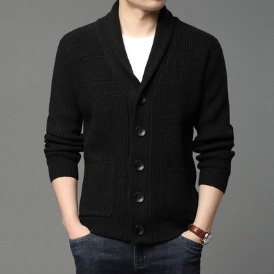 Herren Strickjacke mit hoch geschlossenem Kragen und praktischen Taschen Aliams