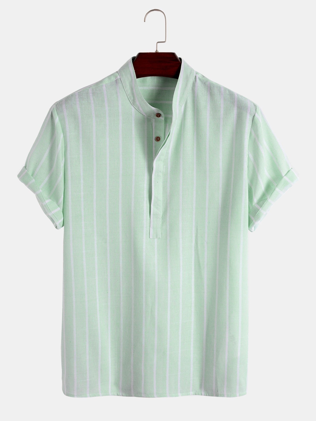 Samuel | Kurzarm-Henley-Sommerhemd mit Streifenmuster