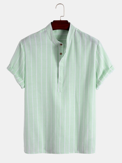 Samuel | Kurzarm-Henley-Sommerhemd mit Streifenmuster